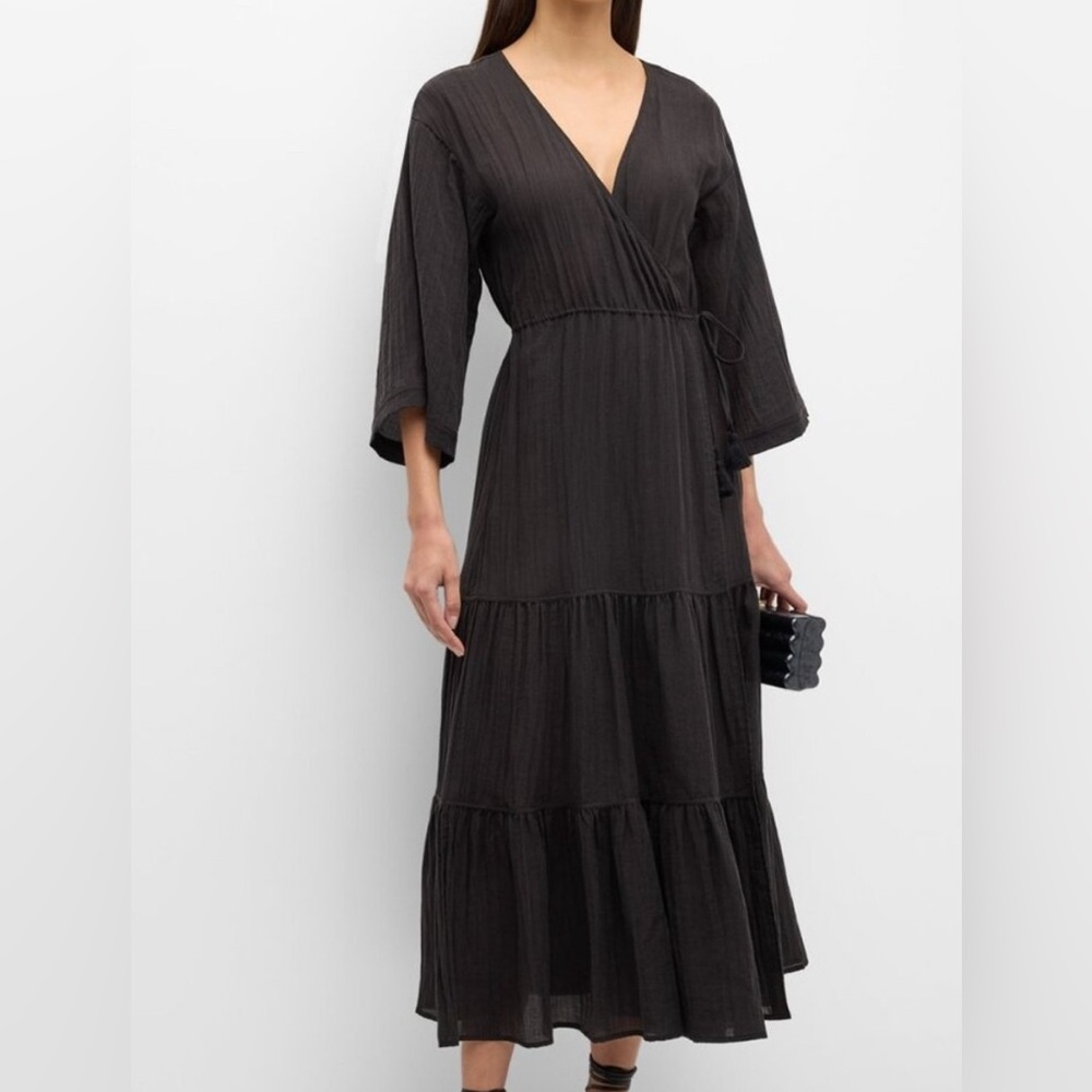 Cinq a Sept Crinkle Tencel Torey  Wrap Maxi swim cover up Dress Size XS